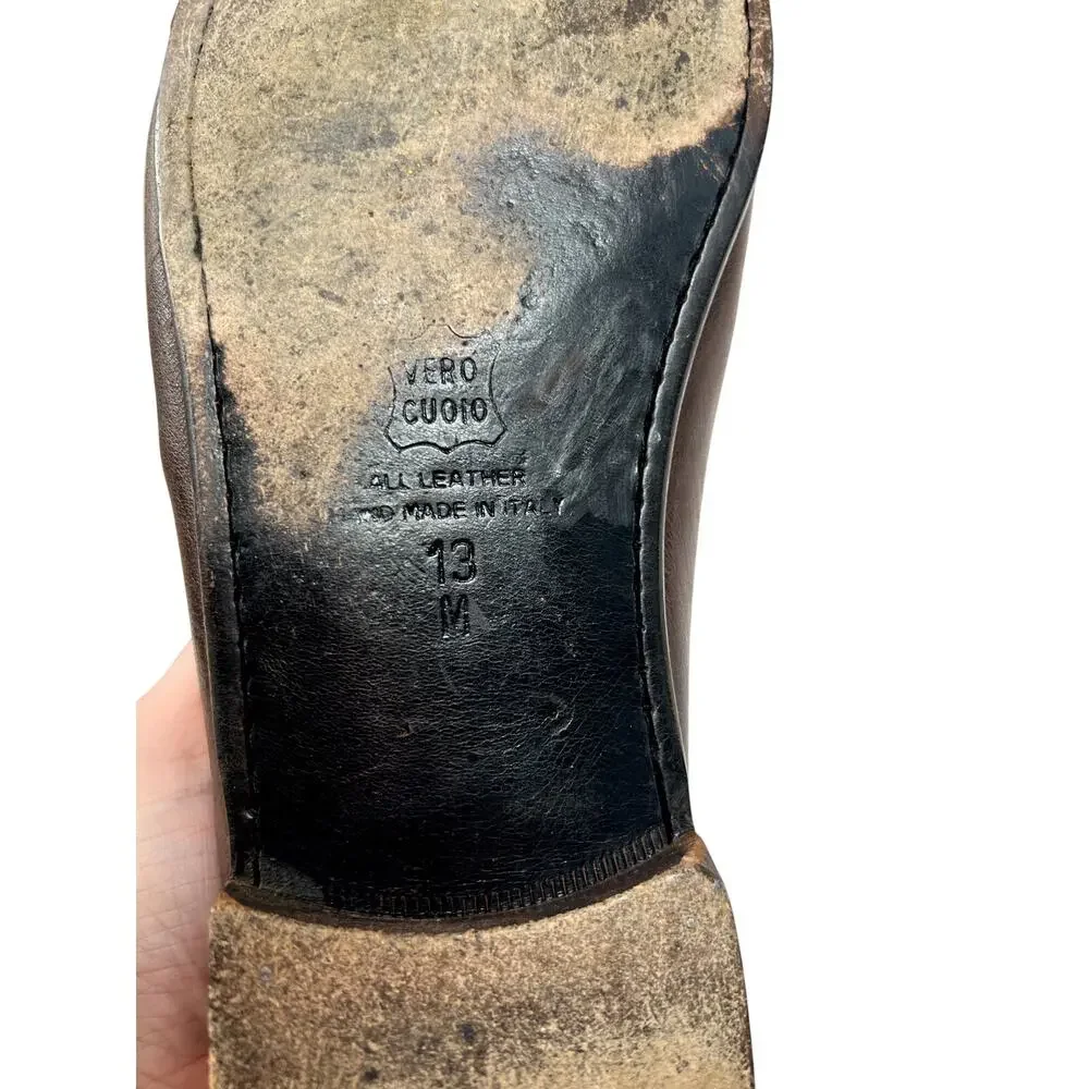 Zelli Brown Textured Leather Tassel Loafers – Size 13M (Made in Italy)